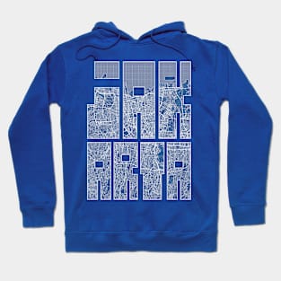 Jakarta, Indonesia City Map Typography - Blueprint Hoodie